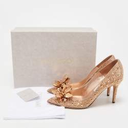 مملوكة مسبقًا Jimmy Choo Brown Crystal Embellished Pointed Toe Pumps Size 39