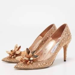 مملوكة مسبقًا Jimmy Choo Brown Crystal Embellished Pointed Toe Pumps Size 39