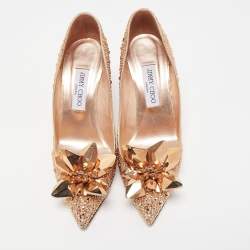 مملوكة مسبقًا Jimmy Choo Brown Crystal Embellished Pointed Toe Pumps Size 39