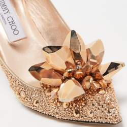 مملوكة مسبقًا Jimmy Choo Brown Crystal Embellished Pointed Toe Pumps Size 39