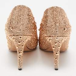 مملوكة مسبقًا Jimmy Choo Brown Crystal Embellished Pointed Toe Pumps Size 39