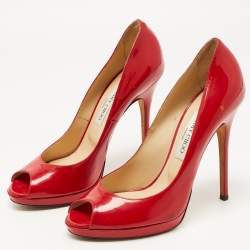 Jimmy Choo Red Patent Leather Quiet Platform Pumps Size 40