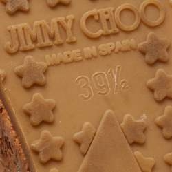 Pre Owned Jimmy Choo Metallic Laminated Suede Paque Thong Sandals Size 39.5