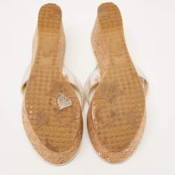 Pre Owned Jimmy Choo Metallic Laminated Suede Paque Thong Sandals Size 39.5