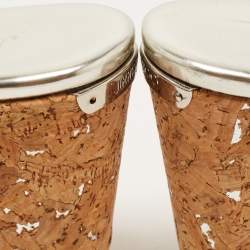 Pre Owned Jimmy Choo Metallic Laminated Suede Paque Thong Sandals Size 39.5