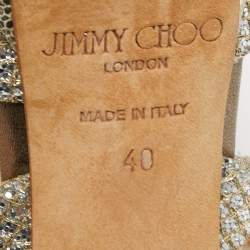 Pre Owned Jimmy Choo Gold Glitter Lace Kuki Platform Ankle Strap Sandals Size 40