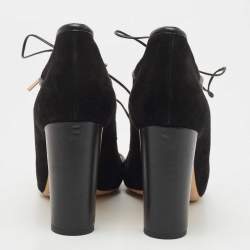 Pre Owned Jimmy Choo Black Suede Cut Out Lace Up Booties Size 39