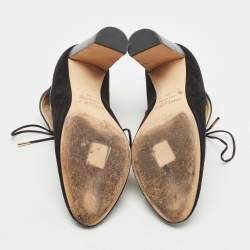 Pre Owned Jimmy Choo Black Suede Cut Out Lace Up Booties Size 39