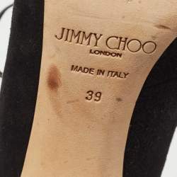 Pre Owned Jimmy Choo Black Suede Cut Out Lace Up Booties Size 39