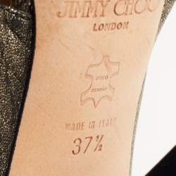 مملوكة مسبقًا Jimmy Choo Metallic Leather Platform Slingback Sandals Size 37.5