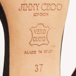 مملوكة مسبقًا Jimmy Choo Black Satin and Embossed Snakeskin Ankle Strap Sandals Size 37