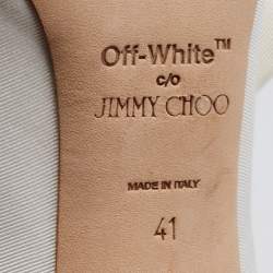 Pre Owned Jimmy Choo White Canvas Oversized Bow Pumps Size 41