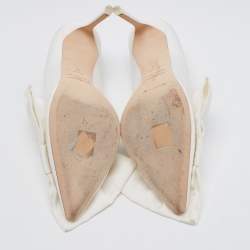 Pre Owned Jimmy Choo White Canvas Oversized Bow Pumps Size 41
