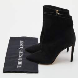 Pre Owned Jimmy Choo Black Suede Zip Ankle Length Boots Size 38