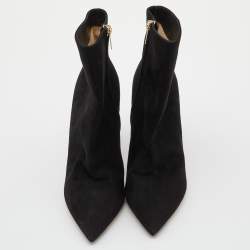Pre Owned Jimmy Choo Black Suede Zip Ankle Length Boots Size 38