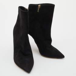 Pre Owned Jimmy Choo Black Suede Zip Ankle Length Boots Size 38