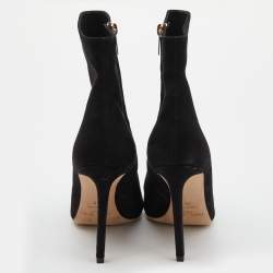 Pre Owned Jimmy Choo Black Suede Zip Ankle Length Boots Size 38