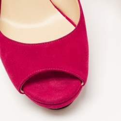 Pre Owned Jimmy Choo Pink Suede Peeptoe Slingback Sandals Size 38.5
