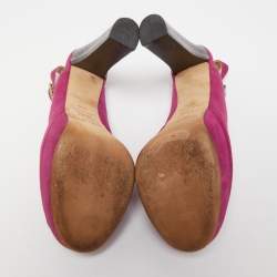 Jimmy Choo Pink Suede Platform Peep Toe Slingback Sandals Size 38.5