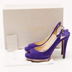 Pre Owned Jimmy Choo Indigo Suede Nova Slingback Sandals Size 39