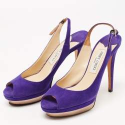 Pre Owned Jimmy Choo Indigo Suede Nova Slingback Sandals Size 39