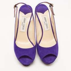 Pre Owned Jimmy Choo Indigo Suede Nova Slingback Sandals Size 39