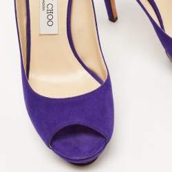 Pre Owned Jimmy Choo Indigo Suede Nova Slingback Sandals Size 39