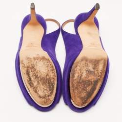 Pre Owned Jimmy Choo Indigo Suede Nova Slingback Sandals Size 39