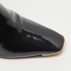 Pre Owned Jimmy Choo Black Patent Leather Sheila Buckle Detail Knee Length Boots Size 38.5