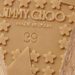 Pre Owned Jimmy Choo Metallic Snakeskin Wedge Ankle Strap Sandals Size 39