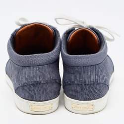 Pre Owned Jimmy Choo Light Blue Textured Leather Miami Low Top Sneakers Size 37