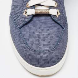 Pre Owned Jimmy Choo Light Blue Textured Leather Miami Low Top Sneakers Size 37