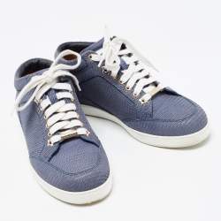 Pre Owned Jimmy Choo Light Blue Textured Leather Miami Low Top Sneakers Size 37