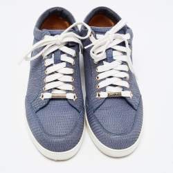 Pre Owned Jimmy Choo Light Blue Textured Leather Miami Low Top Sneakers Size 37