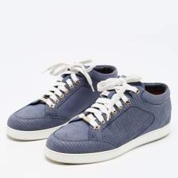 Pre Owned Jimmy Choo Light Blue Textured Leather Miami Low Top Sneakers Size 37