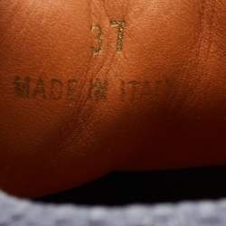 Pre Owned Jimmy Choo Light Blue Textured Leather Miami Low Top Sneakers Size 37