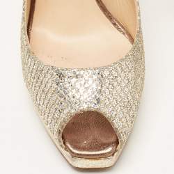 Pre Owned Jimmy Choo Gold/Silver Glitte Clue Slingback Sandals Size 37