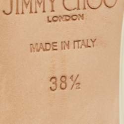 Pre Owned Jimmy Choo Gold Leather Evelyn Peep Toe Pumps Size 38.5