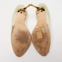 Pre Owned Jimmy Choo Gold Leather Evelyn Peep Toe Pumps Size 38.5