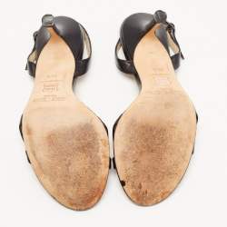 Pre Owned Jimmy Choo Black Leather Ankle Sandals Size 35.5