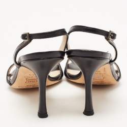 Pre Owned Jimmy Choo Black Leather Ankle Sandals Size 35.5