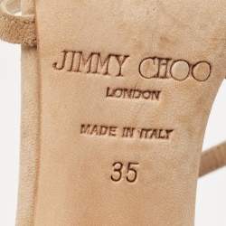 Pre Owned Jimmy Choo Beige Suede Ankle Strap Sandals Size 35