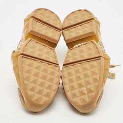 Pre Owned ijmmy Choo Metallic Leather and Coarse Glitter Diamond Sneakers Size 39