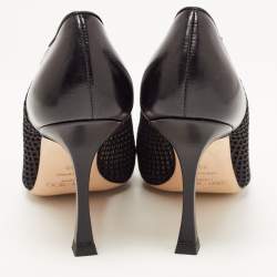 Pre Owned Jimmy Choo Black Leather and Mesh Pointed Toe Pumps Size 40