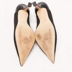 Pre Owned Jimmy Choo Black Leather and Mesh Pointed Toe Pumps Size 40