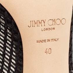 Pre Owned Jimmy Choo Black Leather and Mesh Pointed Toe Pumps Size 40