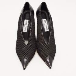 Pre Owned Jimmy Choo Black Leather and Mesh Pointed Toe Pumps Size 40