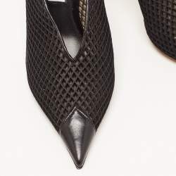 Pre Owned Jimmy Choo Black Leather and Mesh Pointed Toe Pumps Size 40