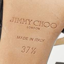 Pre Owned Jimmy Choo Black Patent Leather Lang Sandals Size 37.5