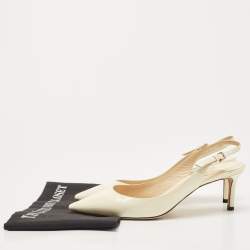 Pre Owned Jimmy Choo Cream Patent Leather Erin Slingback Pumps Size 39.5